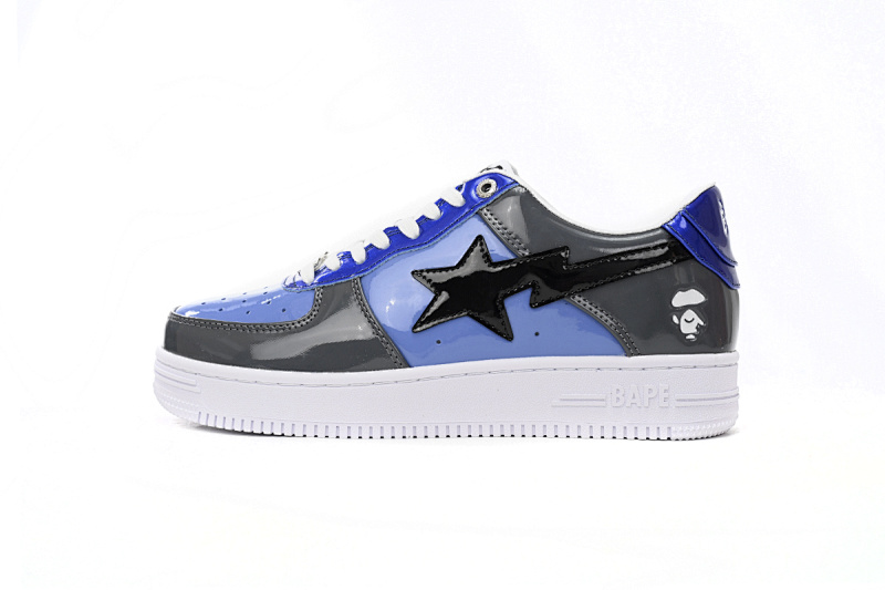 【AD1BP】黑灰宝兰 跑量款芭比猿猴低帮板鞋 1H20 191 046 A Bathing Ape Bape Sta Low Lnk Blue Mirror Surface