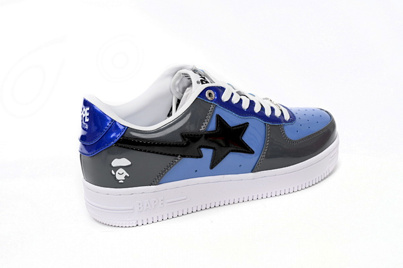 【AD1BP】黑灰宝兰 跑量款芭比猿猴低帮板鞋 1H20 191 046 A Bathing Ape Bape Sta Low Lnk Blue Mirror Surface