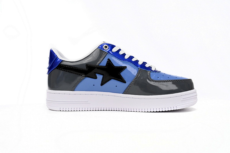 【AD1BP】黑灰宝兰 跑量款芭比猿猴低帮板鞋 1H20 191 046 A Bathing Ape Bape Sta Low Lnk Blue Mirror Surface