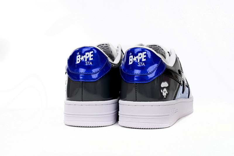【AD1BP】黑灰宝兰 跑量款芭比猿猴低帮板鞋 1H20 191 046 A Bathing Ape Bape Sta Low Lnk Blue Mirror Surface