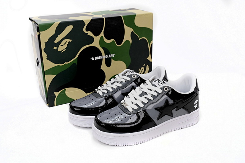 【AD1BP】黑灰 跑量款芭比猿猴低帮板鞋 1H20 191 046 A Bathing Ape Bape Sta Low Black Grey Baolan