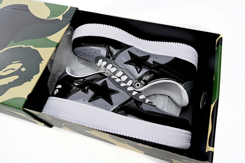 【AD1BP】黑灰 跑量款芭比猿猴低帮板鞋 1H20 191 046 A Bathing Ape Bape Sta Low Black Grey Baolan