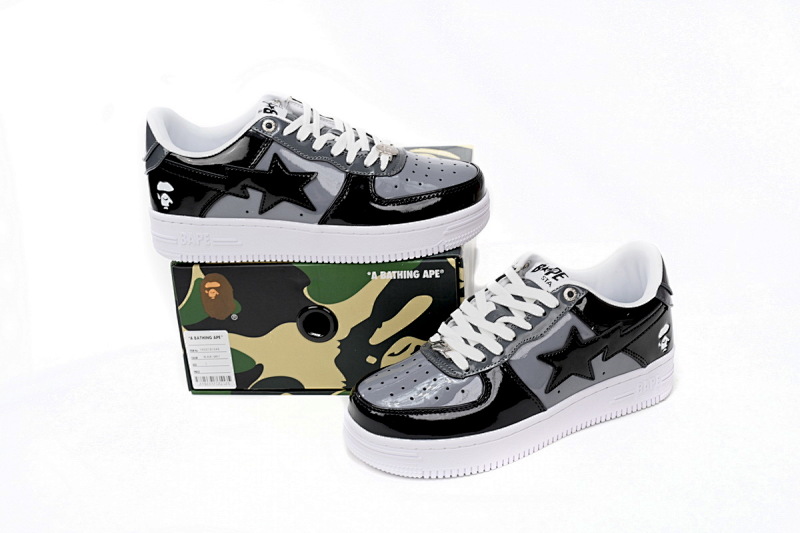 【AD1BP】黑灰 跑量款芭比猿猴低帮板鞋 1H20 191 046 A Bathing Ape Bape Sta Low Black Grey Baolan