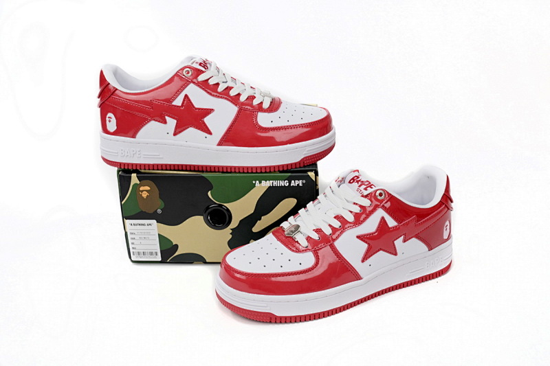 【AD1BP】红白镜面 跑量款芭比猿猴低帮板鞋 1170 191 022 A Bathing Ape Bape Sta Low Red And White Mirror Surface