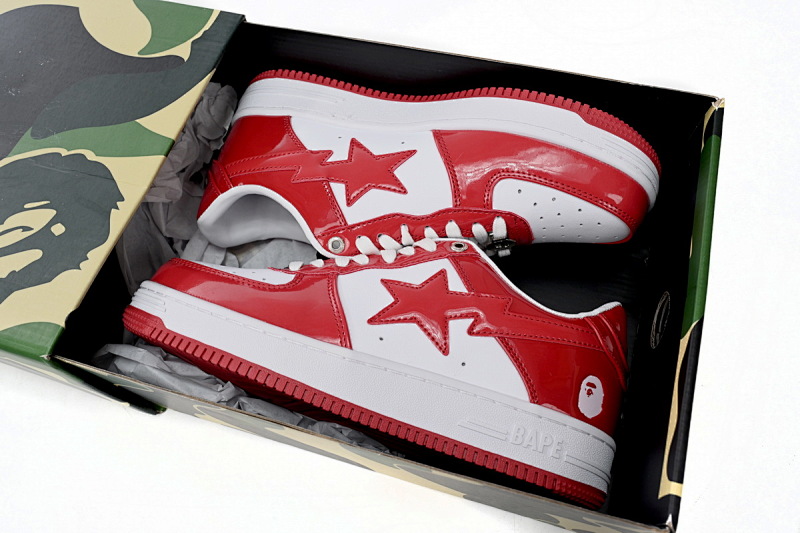 【AD1BP】红白镜面 跑量款芭比猿猴低帮板鞋 1170 191 022 A Bathing Ape Bape Sta Low Red And White Mirror Surface