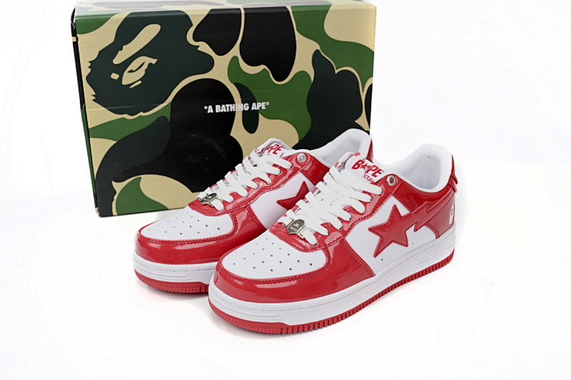 【AD1BP】红白镜面 跑量款芭比猿猴低帮板鞋 1170 191 022 A Bathing Ape Bape Sta Low Red And White Mirror Surface