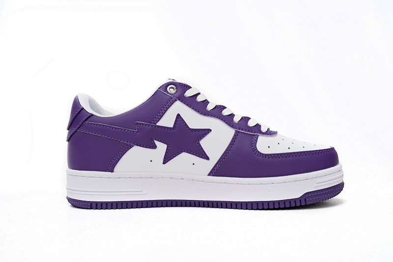 【AD1BP】白紫皮面 跑量款芭比猿猴低帮板鞋 1170 0191 007 A Bathing Ape Bape Sta Low White Purple