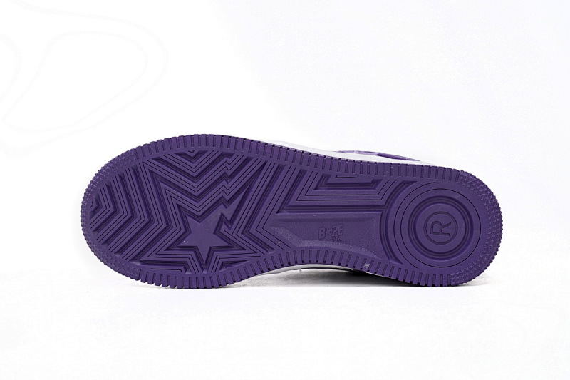 【AD1BP】白紫皮面 跑量款芭比猿猴低帮板鞋 1170 0191 007 A Bathing Ape Bape Sta Low White Purple