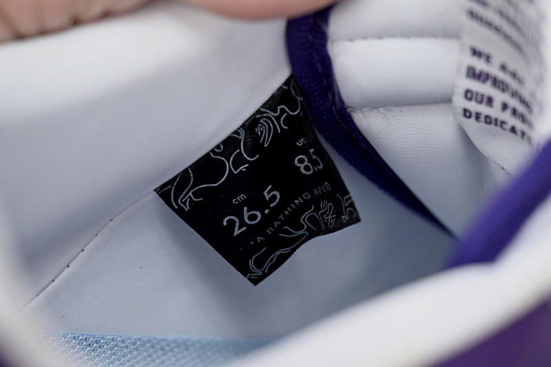 【AD1BP】白紫皮面 跑量款芭比猿猴低帮板鞋 1170 0191 007 A Bathing Ape Bape Sta Low White Purple