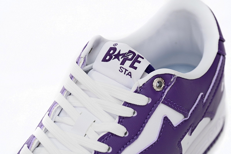 【AD1BP】白紫皮面 跑量款芭比猿猴低帮板鞋 1170 0191 007 A Bathing Ape Bape Sta Low White Purple