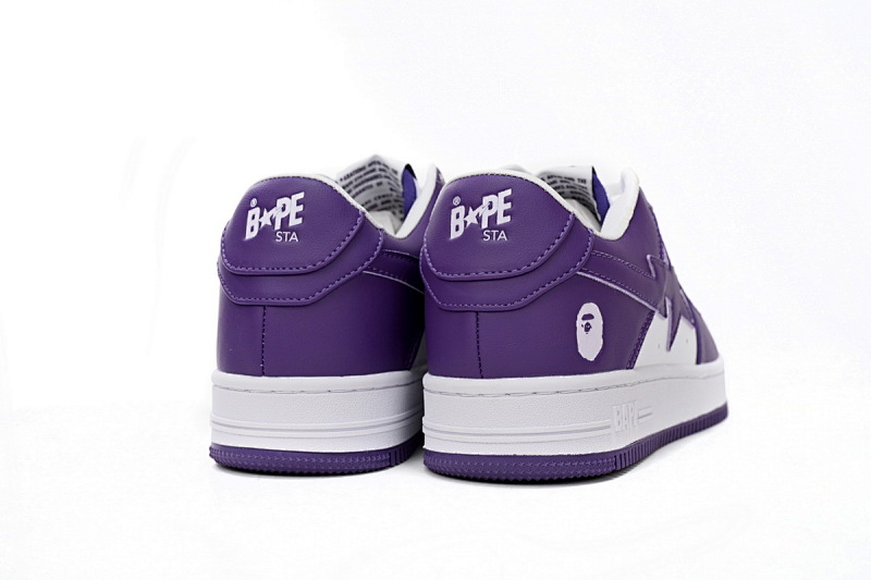 【AD1BP】白紫皮面 跑量款芭比猿猴低帮板鞋 1170 0191 007 A Bathing Ape Bape Sta Low White Purple