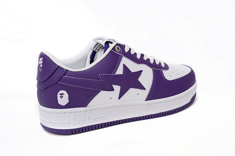 【AD1BP】白紫皮面 跑量款芭比猿猴低帮板鞋 1170 0191 007 A Bathing Ape Bape Sta Low White Purple