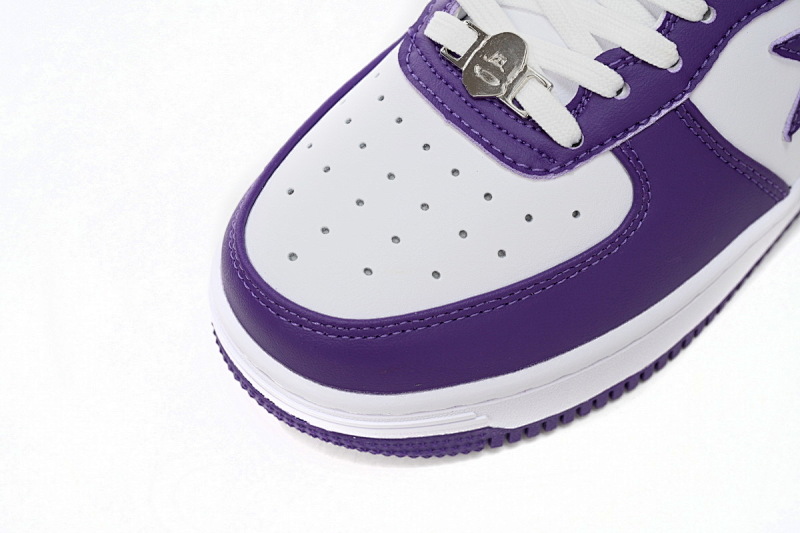 【AD1BP】白紫皮面 跑量款芭比猿猴低帮板鞋 1170 0191 007 A Bathing Ape Bape Sta Low White Purple
