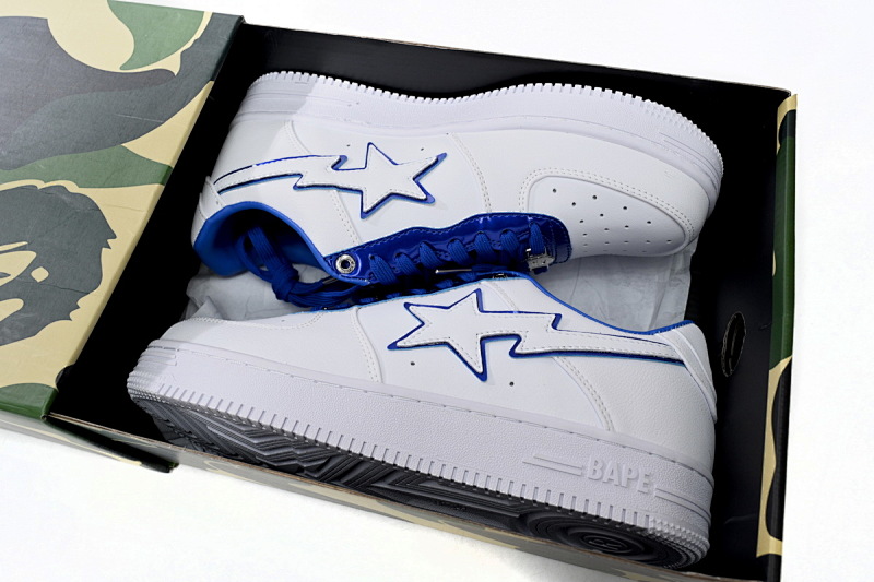 【AD1BP】白蓝边 跑量款芭比猿猴低帮板鞋 1J30-191-017 A Bathing Ape Bape Sta Low White and Blue Border