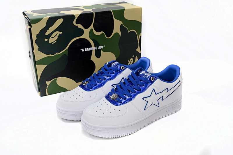 【AD1BP】白蓝边 跑量款芭比猿猴低帮板鞋 1J30-191-017 A Bathing Ape Bape Sta Low White and Blue Border