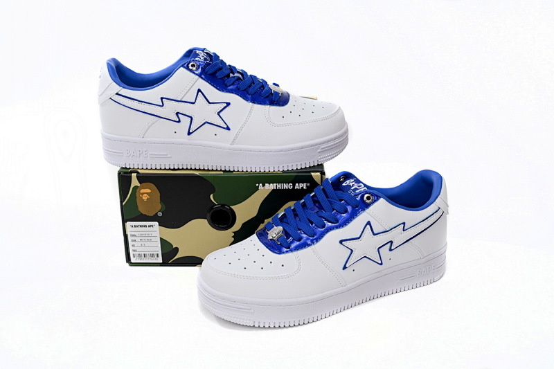 【AD1BP】白蓝边 跑量款芭比猿猴低帮板鞋 1J30-191-017 A Bathing Ape Bape Sta Low White and Blue Border