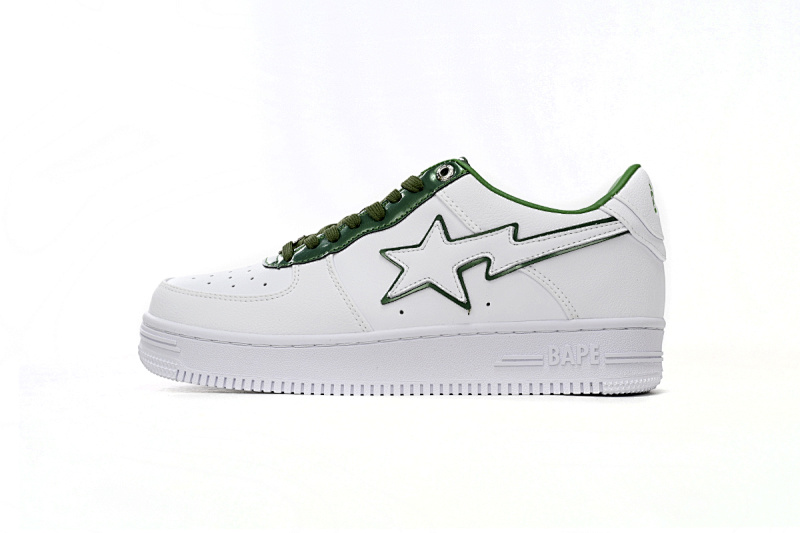 【AD1BP】白绿边 跑量款芭比猿猴低帮板鞋 1J30-191-017 A Bathing Ape Bape Sta Low White Green edge