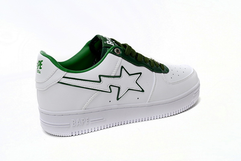 【AD1BP】白绿边 跑量款芭比猿猴低帮板鞋 1J30-191-017 A Bathing Ape Bape Sta Low White Green edge