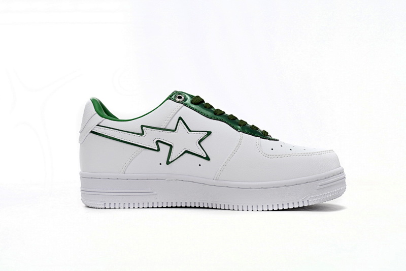 【AD1BP】白绿边 跑量款芭比猿猴低帮板鞋 1J30-191-017 A Bathing Ape Bape Sta Low White Green edge