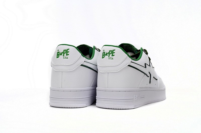 【AD1BP】白绿边 跑量款芭比猿猴低帮板鞋 1J30-191-017 A Bathing Ape Bape Sta Low White Green edge