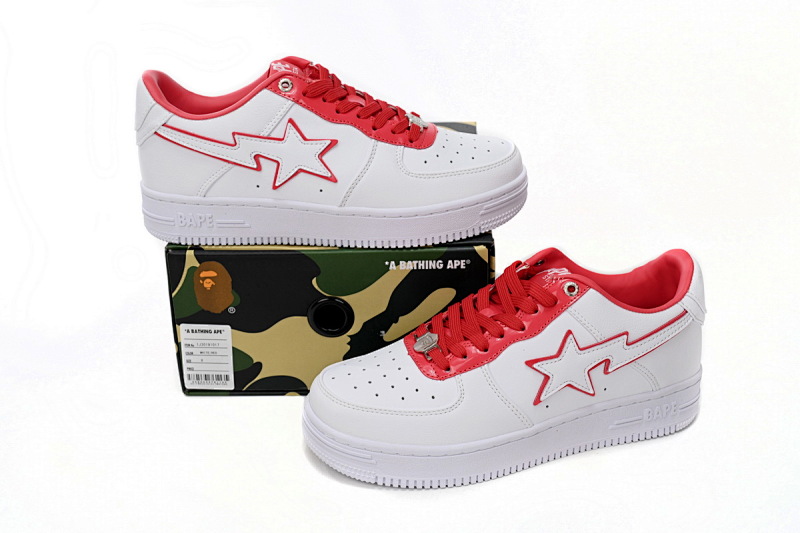 【AD1BP】白红边 跑量款芭比猿猴低帮板鞋 1J30-291-017 A Bathing Ape Bape Sta Low White Red Border