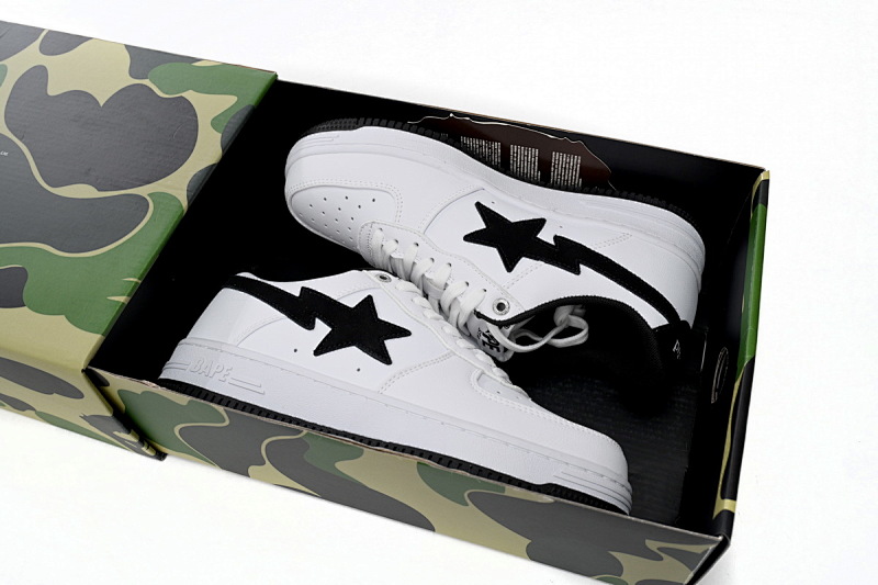 【AD1BP】白黑勾 跑量款芭比猿猴低帮板鞋 1173-191-912 A Bathing Ape Bape Sta Low White And Black Tick