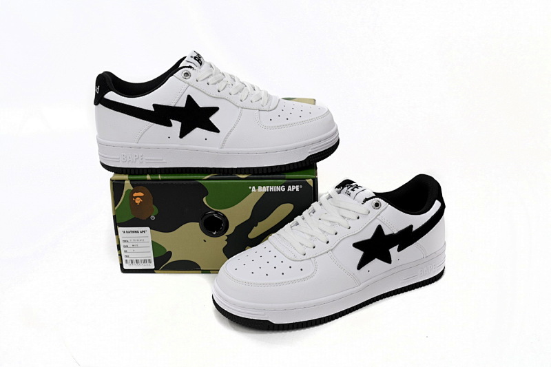 【AD1BP】白黑勾 跑量款芭比猿猴低帮板鞋 1173-191-912 A Bathing Ape Bape Sta Low White And Black Tick