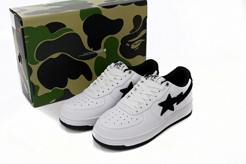 【AD1BP】白黑勾 跑量款芭比猿猴低帮板鞋 1173-191-912 A Bathing Ape Bape Sta Low White And Black Tick