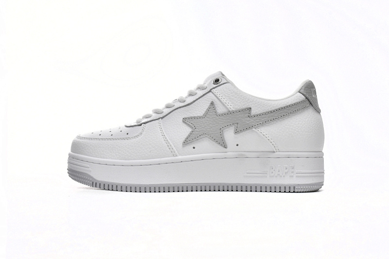 【AD1BP】白灰勾 跑量款芭比猿猴低帮板鞋 1H73-191-921 A Bathing Ape Bape Sta Low White Grey