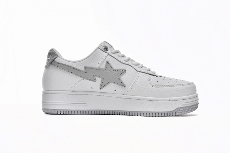 【AD1BP】白灰勾 跑量款芭比猿猴低帮板鞋 1H73-191-921 A Bathing Ape Bape Sta Low White Grey