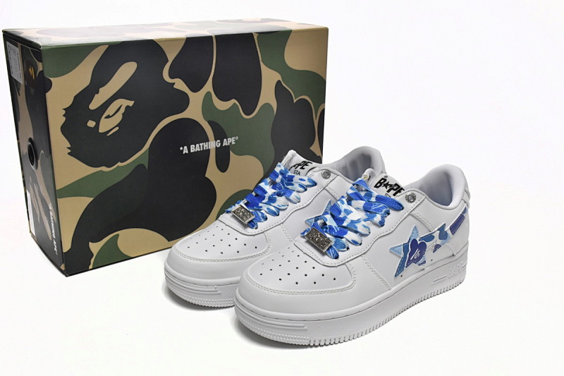 【AD1BP】白蓝迷彩-6 跑量款芭比猿猴低帮板鞋 1H20-191-045 A Bathing Ape Bape Sta Low White Blue Camouflage
