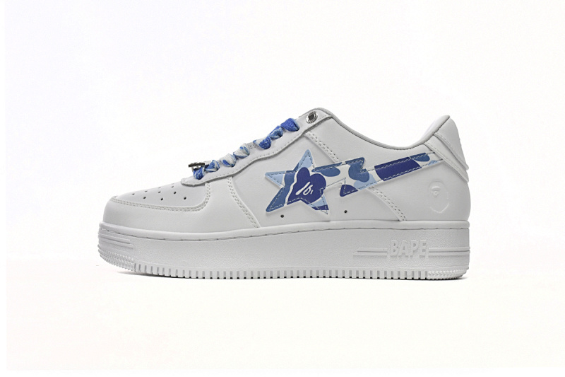 【AD1BP】白蓝迷彩-6 跑量款芭比猿猴低帮板鞋 1H20-191-045 A Bathing Ape Bape Sta Low White Blue Camouflage