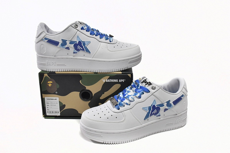 【AD1BP】白蓝迷彩-6 跑量款芭比猿猴低帮板鞋 1H20-191-045 A Bathing Ape Bape Sta Low White Blue Camouflage