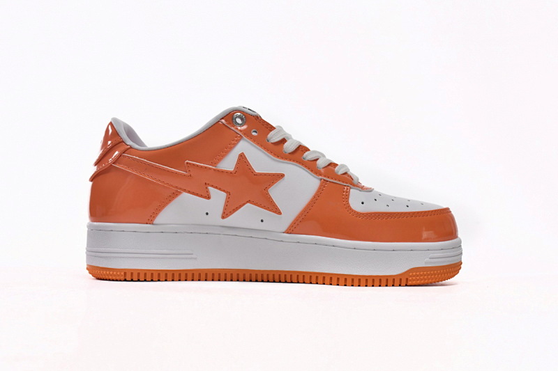 【AD1BP】白橙镜面 跑量款芭比猿猴低帮板鞋 1H70-191-001 A Bathing Ape Bape Sta Low White Orange