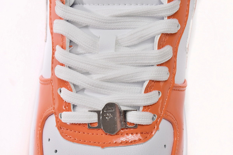 【AD1BP】白橙镜面 跑量款芭比猿猴低帮板鞋 1H70-191-001 A Bathing Ape Bape Sta Low White Orange