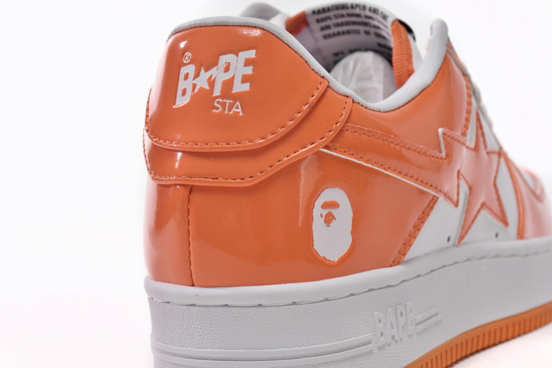 【AD1BP】白橙镜面 跑量款芭比猿猴低帮板鞋 1H70-191-001 A Bathing Ape Bape Sta Low White Orange