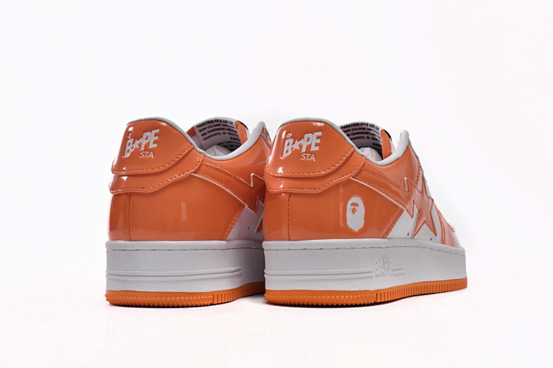 【AD1BP】白橙镜面 跑量款芭比猿猴低帮板鞋 1H70-191-001 A Bathing Ape Bape Sta Low White Orange