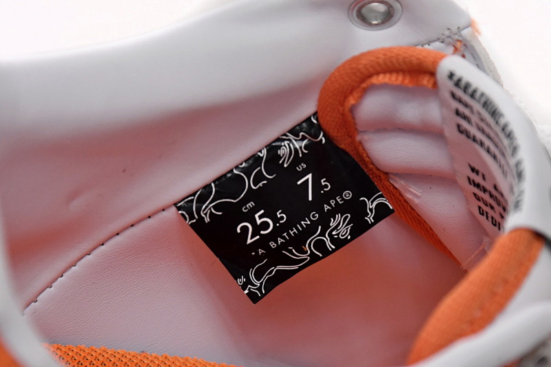 【AD1BP】白橙镜面 跑量款芭比猿猴低帮板鞋 1H70-191-001 A Bathing Ape Bape Sta Low White Orange