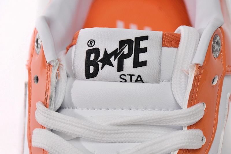 【AD1BP】白橙镜面 跑量款芭比猿猴低帮板鞋 1H70-191-001 A Bathing Ape Bape Sta Low White Orange