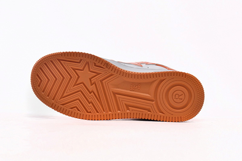 【AD1BP】白橙镜面 跑量款芭比猿猴低帮板鞋 1H70-191-001 A Bathing Ape Bape Sta Low White Orange