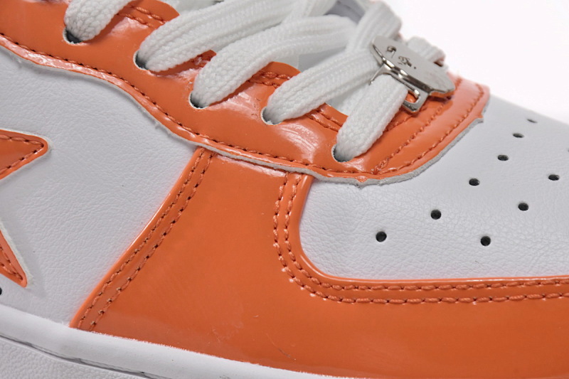【AD1BP】白橙镜面 跑量款芭比猿猴低帮板鞋 1H70-191-001 A Bathing Ape Bape Sta Low White Orange