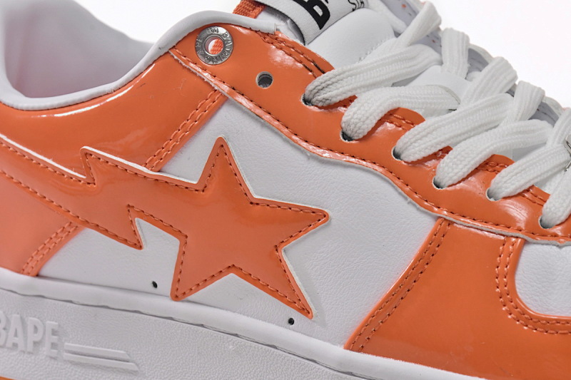 【AD1BP】白橙镜面 跑量款芭比猿猴低帮板鞋 1H70-191-001 A Bathing Ape Bape Sta Low White Orange