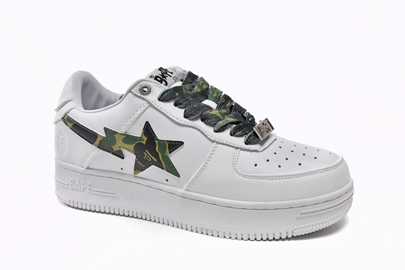【AD1BP】白绿迷彩 跑量款芭比猿猴低帮板鞋 1H20-191-045 A Bathing Ape Bape Sta Low White Green Camouflage