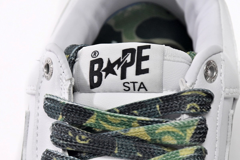 【AD1BP】白绿迷彩 跑量款芭比猿猴低帮板鞋 1H20-191-045 A Bathing Ape Bape Sta Low White Green Camouflage