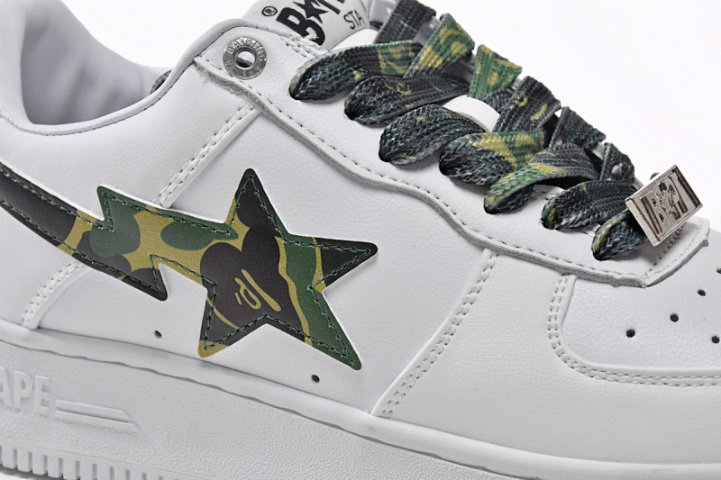 【AD1BP】白绿迷彩 跑量款芭比猿猴低帮板鞋 1H20-191-045 A Bathing Ape Bape Sta Low White Green Camouflage