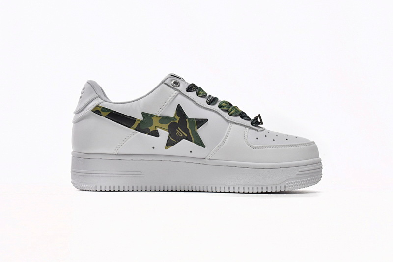 【AD1BP】白绿迷彩 跑量款芭比猿猴低帮板鞋 1H20-191-045 A Bathing Ape Bape Sta Low White Green Camouflage