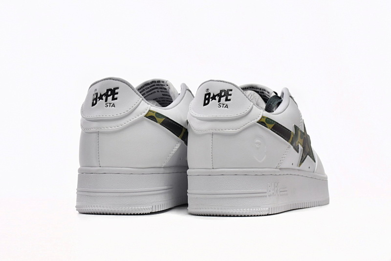 【AD1BP】白绿迷彩 跑量款芭比猿猴低帮板鞋 1H20-191-045 A Bathing Ape Bape Sta Low White Green Camouflage