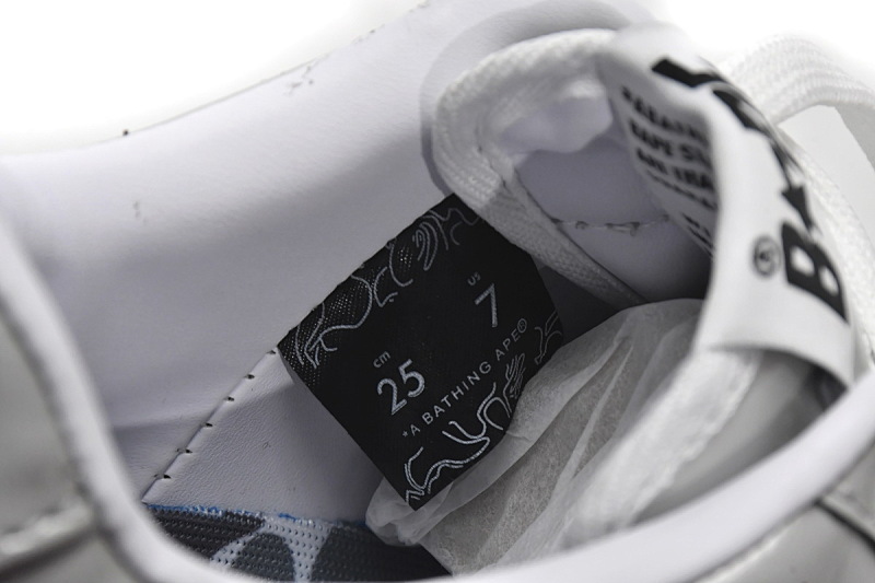 【AD1BP】白灰彩镜-15 跑量款芭比猿猴低帮板鞋 A Bathing Ape Bape Sta Low White Grey Mirror Surface