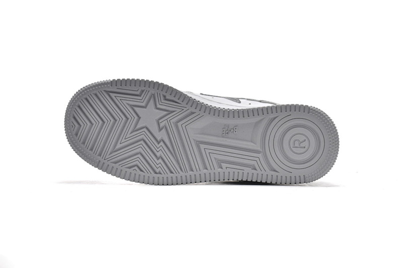 【AD1BP】白灰彩镜-15 跑量款芭比猿猴低帮板鞋 A Bathing Ape Bape Sta Low White Grey Mirror Surface