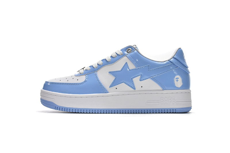 【AD1BP】白兰镜面 跑量款芭比猿猴低帮板鞋 1M70-191-001 A Bathing Ape Bape Sta Low White Blue